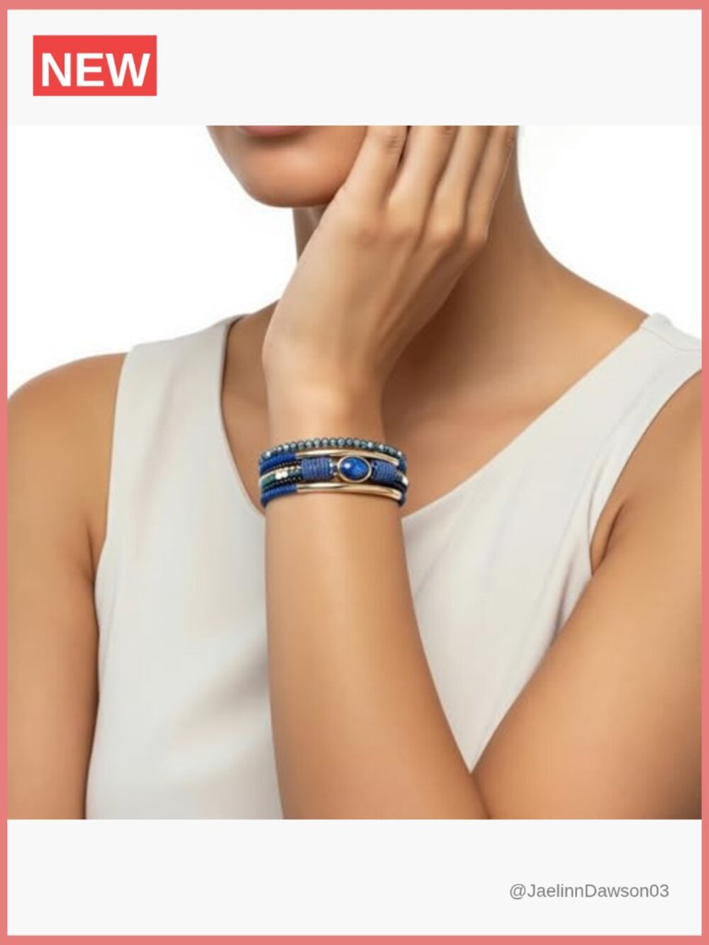 Leather Wrap Bracelet Boho Handmade Multi-Layer Cuff with Crystal Bead Heart - Picture 5 of 7